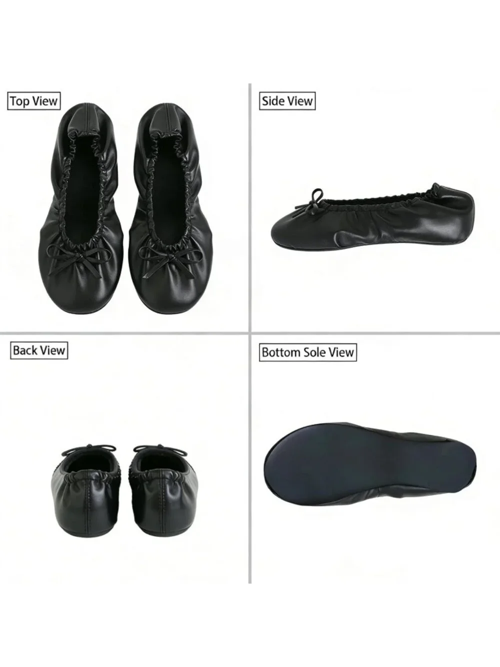 Women's Black Fit in Your Purse Round Toe Casual Foldable Ballet Flat Shoes